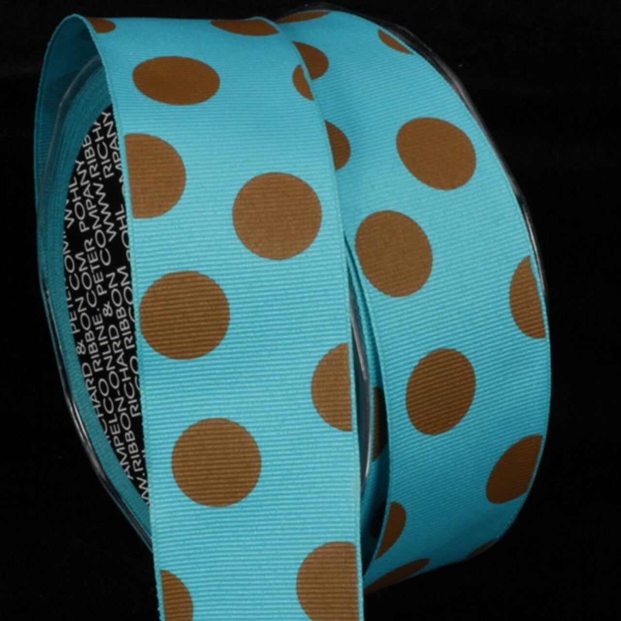 The Ribbon People Blue and Brown Polka Dotted Wired Craft Ribbon 1.5" x 27 Yards